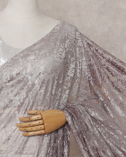 Mauve Purple Embroidered Net Saree 110cm