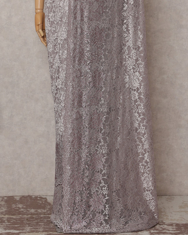 Mauve Purple Embroidered Net Saree 110cm