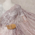 Blush Pink Embroidered Net Saree 110cm