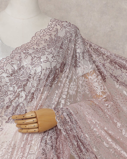 Blush Pink Embroidered Net Saree 110cm