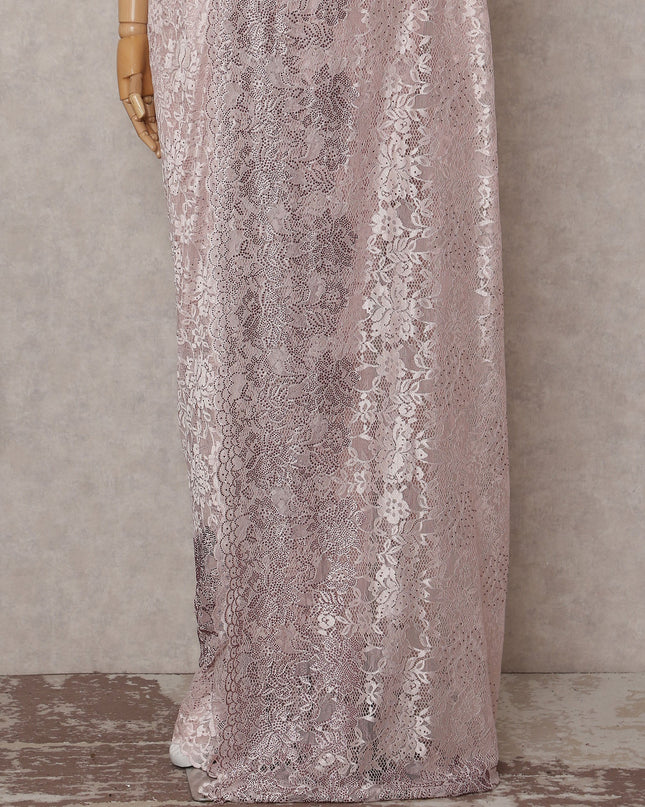 Blush Pink Embroidered Net Saree 110cm