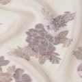 Ivory Floral Pure Silk Chiffon Fabric with Metallic Lurex, 110 Cms Width, South Korea-D25246