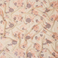 Cream Peach Floral Pure Silk Chiffon Fabric with Metallic Lurex, 110 Cms Width, South Korea-D25244 Regal Fabrics