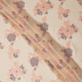 Cream Peach Floral Pure Silk Chiffon Fabric with Metallic Lurex, 110 Cms Width, South Korea-D25244 Regal Fabrics
