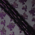 Black Purple Floral Pure Silk Chiffon Fabric with Metallic Lurex, 110 Cms Width, South Korea-D25251