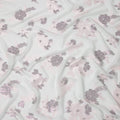 White Pink Floral Pure Silk Chiffon Fabric with Metallic Lurex, 110 Cms Width, South Korea-D25254