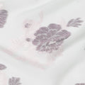 White Pink Floral Pure Silk Chiffon Fabric with Metallic Lurex, 110 Cms Width, South Korea-D25254