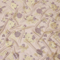 Peach Yellow Floral Pure Silk Chiffon Fabric with Metallic Lurex, 110 Cms Width, South Korea-D25256