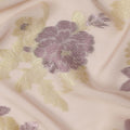 Peach Yellow Floral Pure Silk Chiffon Fabric with Metallic Lurex, 110 Cms Width, South Korea-D25256