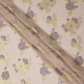 Peach Yellow Floral Pure Silk Chiffon Fabric with Metallic Lurex, 110 Cms Width, South Korea-D25256