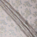 Light Pink Floral Metallic Lurex Pure Silk Chiffon Fabric, 110 Cms Width, South Korea-D25235