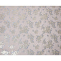 Light Pink Floral Metallic Lurex Pure Silk Chiffon Fabric, 110 Cms Width, South Korea-D25235