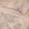 Peach Floral Pure Silk Chiffon Fabric with Metallic Lurex, 110 Cms Width, South Korea-D25242