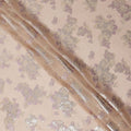 Peach Floral Pure Silk Chiffon Fabric with Metallic Lurex, 110 Cms Width, South Korea-D25242