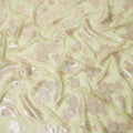 Light Green Floral Pure Silk Chiffon Fabric with Metallic Lurex, 110 Cms Width, South Korea-D25248
