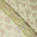 Light Green Floral Pure Silk Chiffon Fabric with Metallic Lurex, 110 Cms Width, South Korea-D25248
