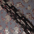 Black Red Floral Pure Silk Chiffon Fabric with Metallic Lurex, 110 Cms Width, South Korea-D25255