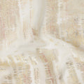 White Gold Abstract Pure Silk Chiffon Fabric with Metallic Lurex, 110 Cms Width, South Korea-D25241