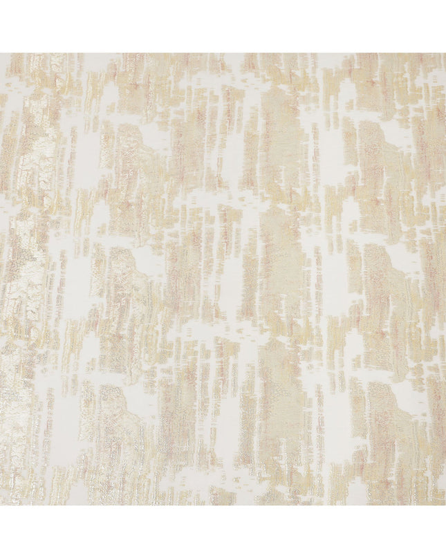 White Gold Abstract Pure Silk Chiffon Fabric with Metallic Lurex, 110 Cms Width, South Korea-D25241