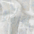 White Silver Abstract Metallic Lurex Pure Silk Chiffon Fabric, 110 Cms Width, South Korea-D25237