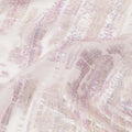 White Pink Abstract Pure Silk Chiffon Fabric, 110 Cms Width, South Korea, with Metallic Lurex-D25239