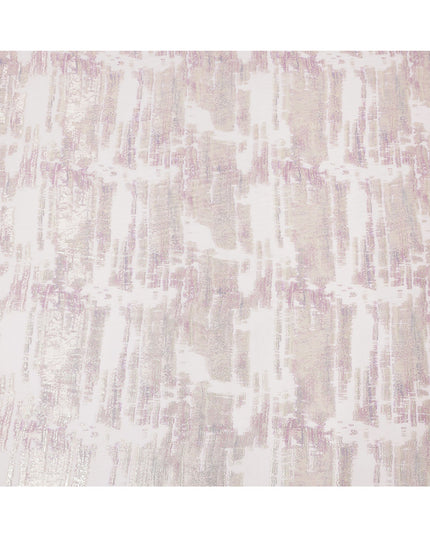 White Pink Abstract Pure Silk Chiffon Fabric, 110 Cms Width, South Korea, with Metallic Lurex-D25239