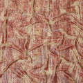 Beige Red Abstract Pure Silk Chiffon Fabric with Metallic Lurex, 110 Cms Width, South Korea-D25240
