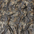 Black Abstract Metallic Lurex Pure Silk Chiffon Fabric, 110 Cms Width, South Kore-D25236