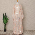 Peach Traditional Somali Silk Chiffon Dirac Fabric with Metallic Lurex, 3.5 Mtrs Piece, Width 140 Cms, Made in South Korea-D26496