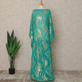 Teal Traditional Somali Silk Chiffon Dirac Fabric with Metallic Lurex, 3.5 Mtrs Piece, Width 140 Cms, Made in South Korea-D26491