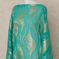 Teal Traditional Somali Silk Chiffon Dirac Fabric with Metallic Lurex, 3.5 Mtrs Piece, Width 140 Cms, Made in South Korea-D26491