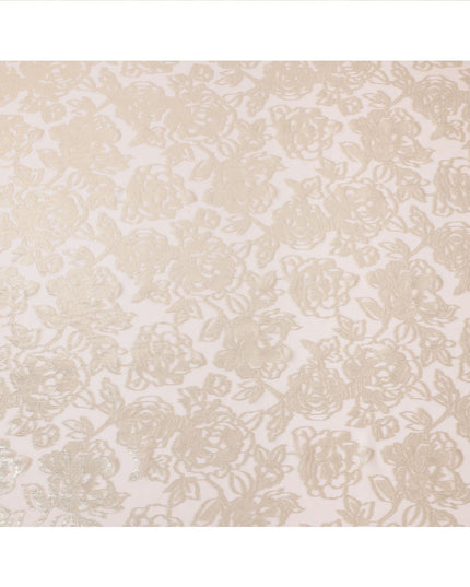 Light Pink Silver Metallic Floral Design Premium Silk Chiffon Fabric, 110 Cms Width, Made in South Korea-D25968