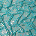 Turquoise Silver Metallic Floral Design Premium Silk Chiffon Fabric, 110 Cms Width, Made in South Korea-D25967