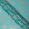 Turquoise Silver Metallic Floral Design Premium Silk Chiffon Fabric, 110 Cms Width, Made in South Korea-D25967