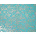 Turquoise Silver Metallic Floral Design Premium Silk Chiffon Fabric, 110 Cms Width, Made in South Korea-D25967