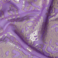 Lavender Gold Metallic Floral Design Premium Silk Chiffon Fabric, 110 Cms Width, Made in South Korea-D25966