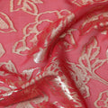 Coral Gold Metallic Floral Design Premium Silk Chiffon Fabric, 110 Cms Width, Made in South Korea-D25969