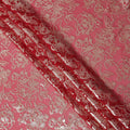 Coral Gold Metallic Floral Design Premium Silk Chiffon Fabric, 110 Cms Width, Made in South Korea-D25969