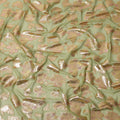 Pastel Green Gold Metallic Lurex Floral Design Premium Silk Chiffon Fabric, 110 Cms Width, Made in South Korea-D25960