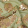 Pastel Green Gold Metallic Lurex Floral Design Premium Silk Chiffon Fabric, 110 Cms Width, Made in South Korea-D25960