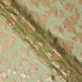 Pastel Green Gold Metallic Lurex Floral Design Premium Silk Chiffon Fabric, 110 Cms Width, Made in South Korea-D25960