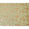 Pastel Green Gold Metallic Lurex Floral Design Premium Silk Chiffon Fabric, 110 Cms Width, Made in South Korea-D25960