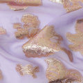 Lavender Gold Metallic Lurex Floral Design Premium Silk Chiffon Fabric, 110 Cms Width, Made in South Korea-D25955
