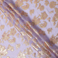 Lavender Gold Metallic Lurex Floral Design Premium Silk Chiffon Fabric, 110 Cms Width, Made in South Korea-D25955