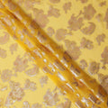 Yellow Gold Metallic Lurex Floral Design Premium Silk Chiffon Fabric, 110 Cms Width, Made in South Korea-D25956
