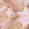 Baby Pink Gold Metallic Lurex Floral Design Premium Silk Chiffon Fabric, 110 Cms Width, Made in South Korea-D25958