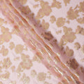 Baby Pink Gold Metallic Lurex Floral Design Premium Silk Chiffon Fabric, 110 Cms Width, Made in South Korea-D25958