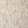 Ivory Gold Metallic Floral Embroidered Design Premium Silk Chiffon Fabric, 110 Cms Width, Made in South Korea-D25971