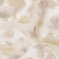 Ivory Gold Metallic Floral Embroidered Design Premium Silk Chiffon Fabric, 110 Cms Width, Made in South Korea-D25971