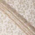 Ivory Gold Metallic Floral Embroidered Design Premium Silk Chiffon Fabric, 110 Cms Width, Made in South Korea-D25971
